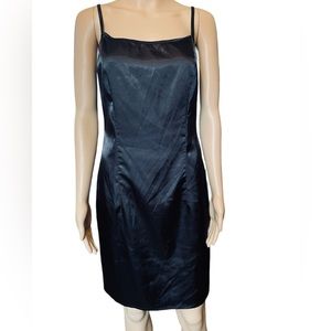Joseph Ribkoff Vintage 90s Satin Silky Goth Glam Little Black Mini Slip Dress